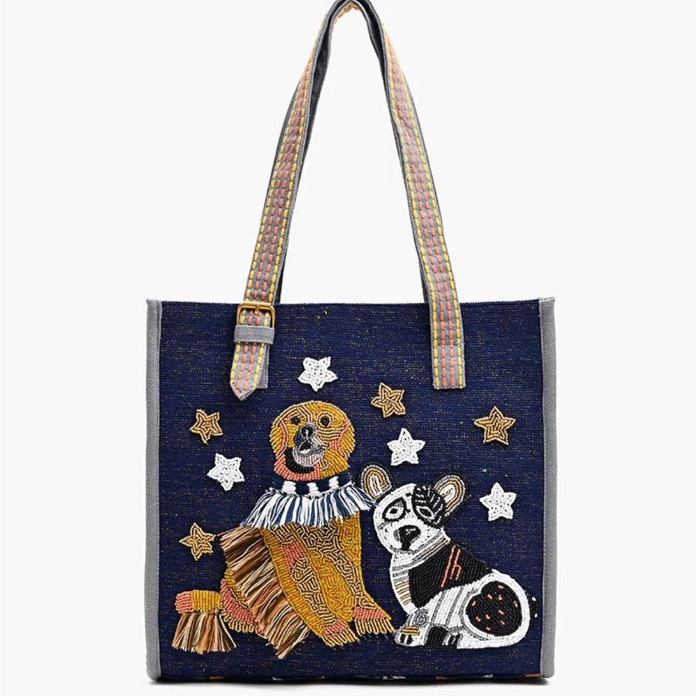 America And Beyond Dog  The Loyal Guardian Beaded Tote Bag NWT
